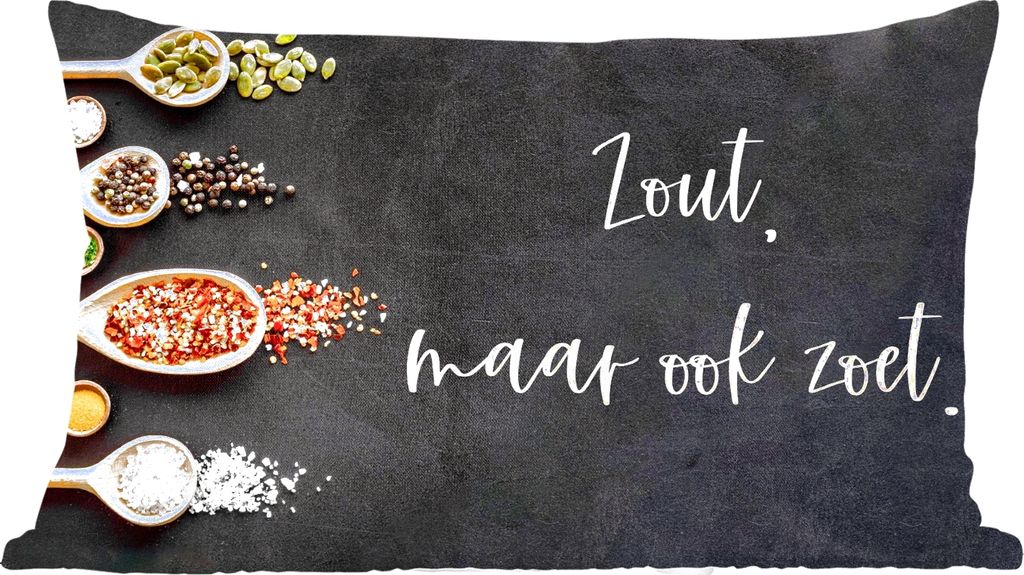 MuchoWow Zierkissen Sofakissen Wohnzimmer Dekokissen 60x40 cm Sprichwörter - Kochen - Salzig, aber auch süß - Zitate - Gewürze - Kopfkissen -...