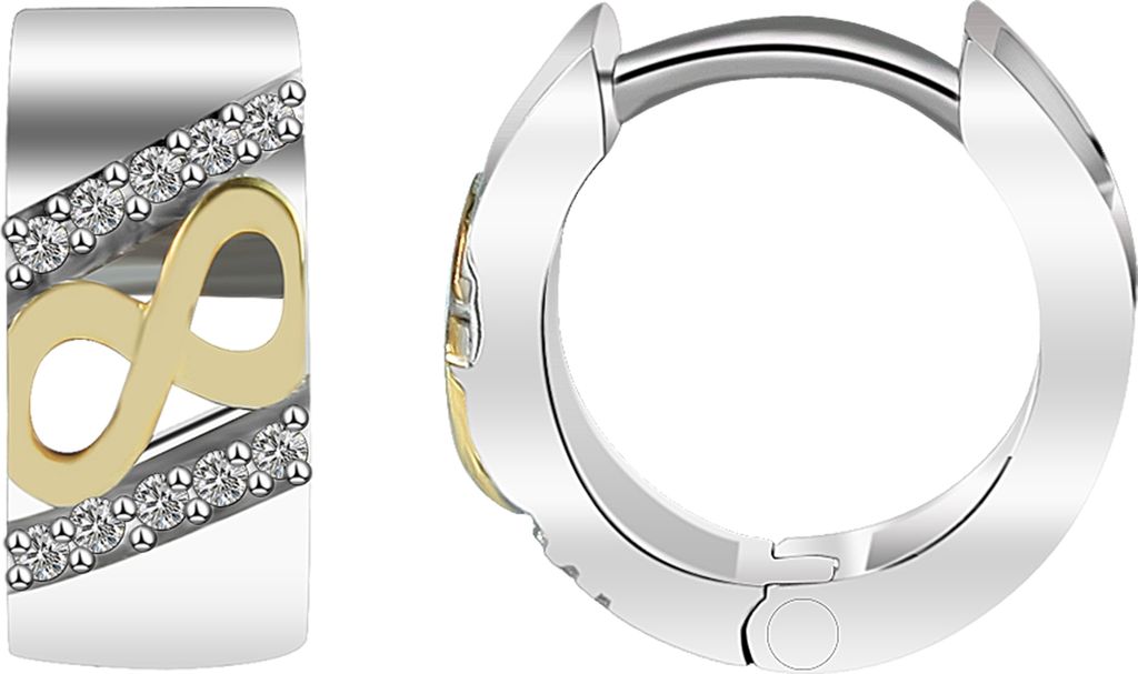 925/- Echt Silber Klapp-Creolen Ariela mit Zirkoniabesatz, Produktbild 