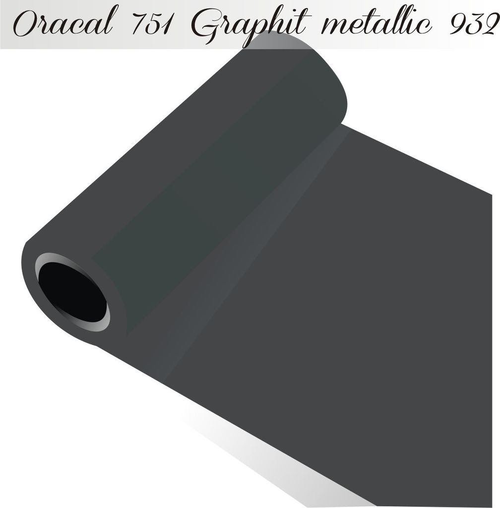 Oracal 751 - Orafol Folie 5m (Laufmeter) freie Farbwahl 118 glänzende Farben - glanz in 4 Größen, 50 cm Folienhöhe graphit metallic - 932