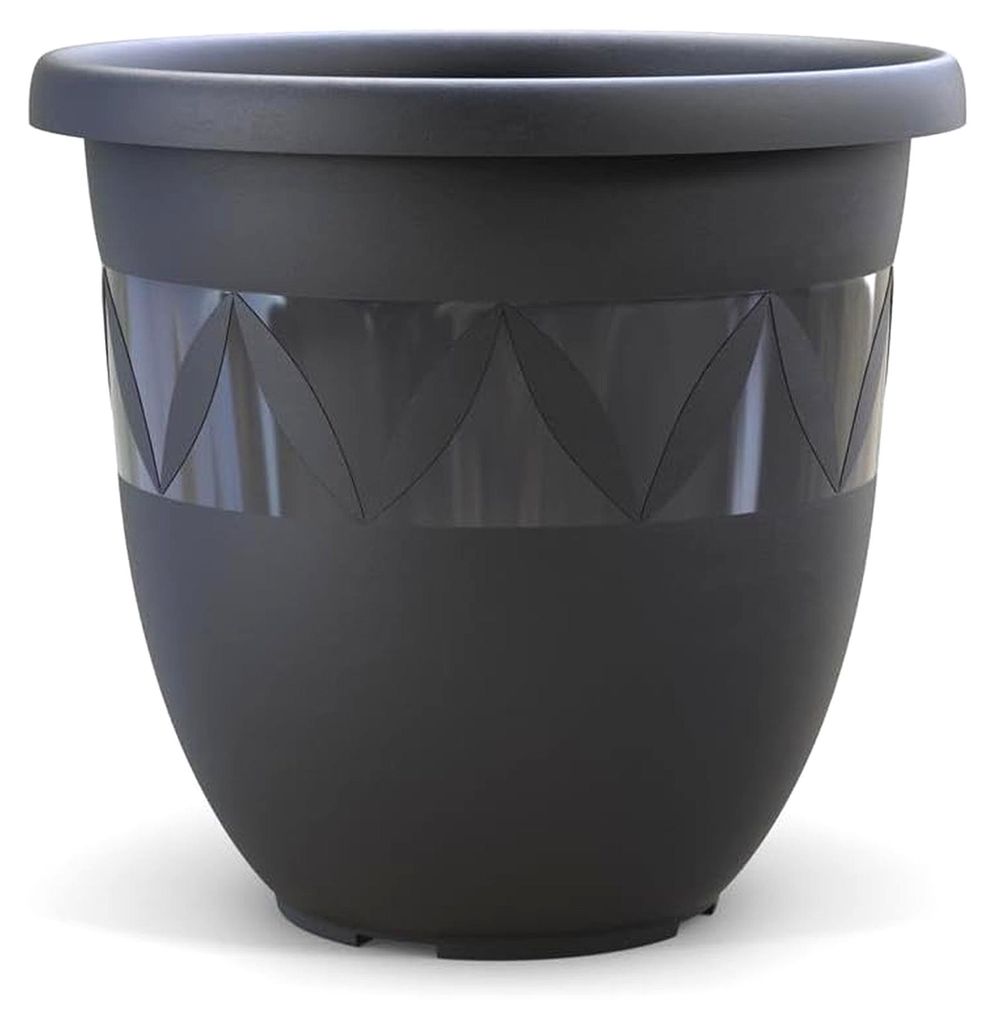 Blumentopf Ø 40 cm Anthrazit Pflanzkübel für Innen und Außen Übertopf Blumenkübel aus Kunststoff für Garten Balkon Terrasse