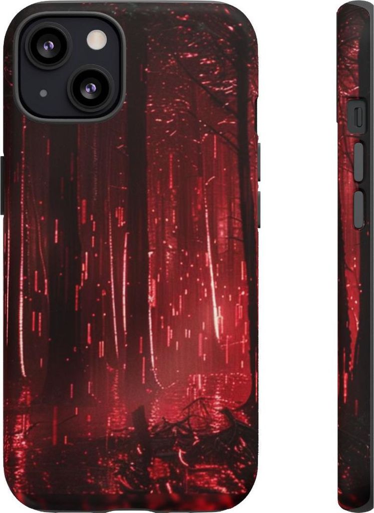 Dunkelroter, leuchtender Wald – Hülle Kompatibel mit iPhone 13