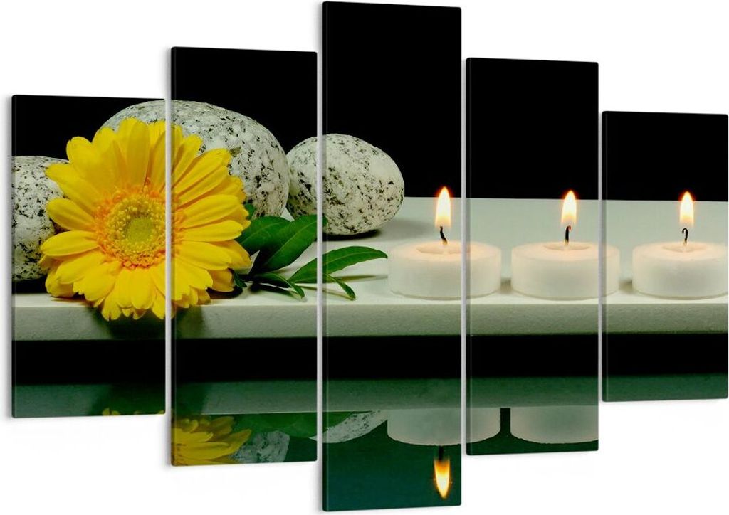 Bild auf Leinwand - Leinwandbild - Spa Blume Kerze Stein - 150x100cm - Wand Bild - Wanddeko - Leinwanddruck - Bilder - Kunstdruck - Wanddekoration ...
