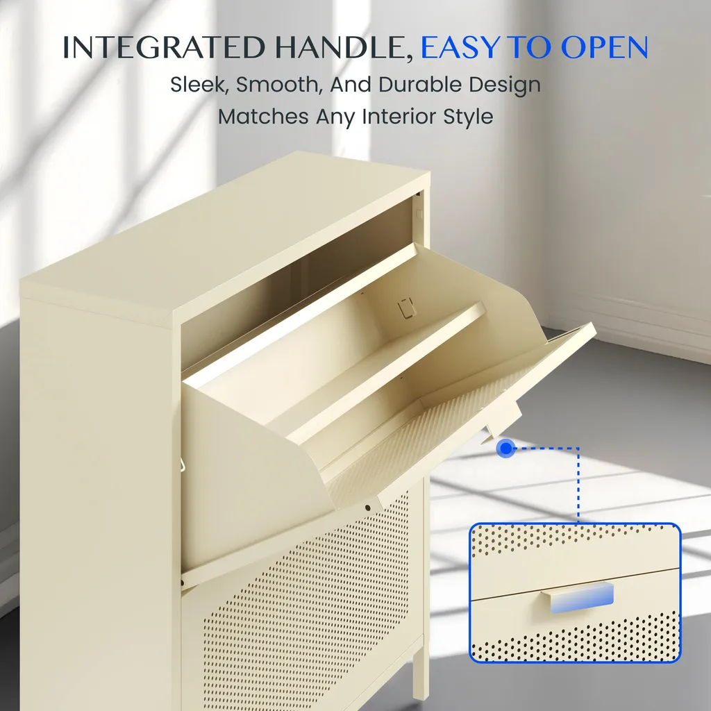 Rangement chaussures compact pour couloir avec 2 portes et aération - 4