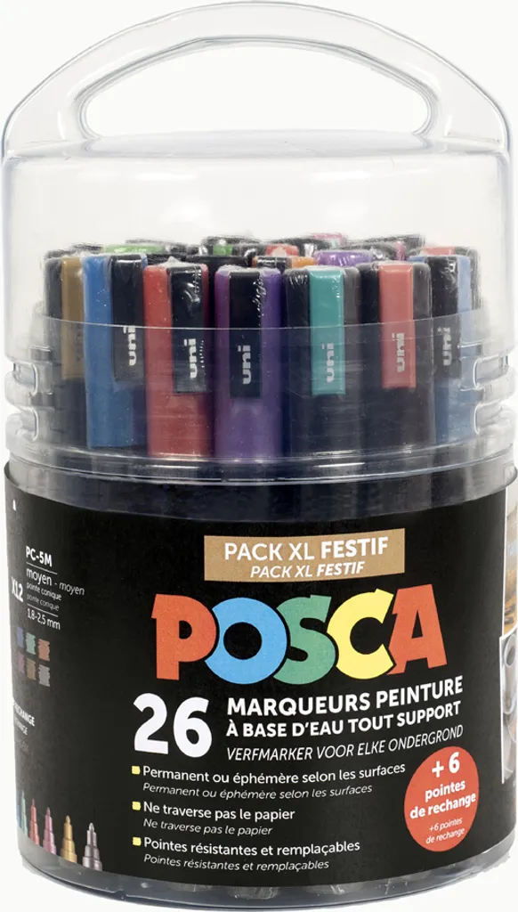 Set de 26 Feutres Peinture POSCA Pack XL Festif avec Coloris Variés
