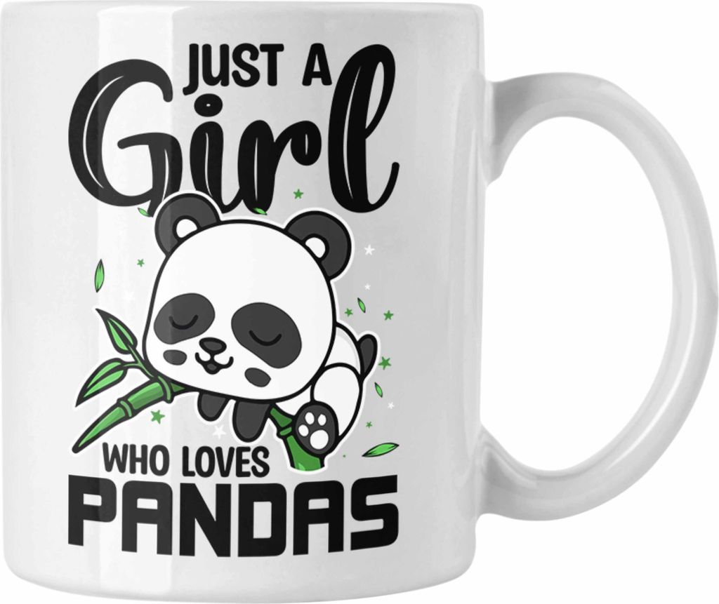 Trendation - Just A Girl Who Loves Pandas Tasse Geschenk Mädchen (Weiß)