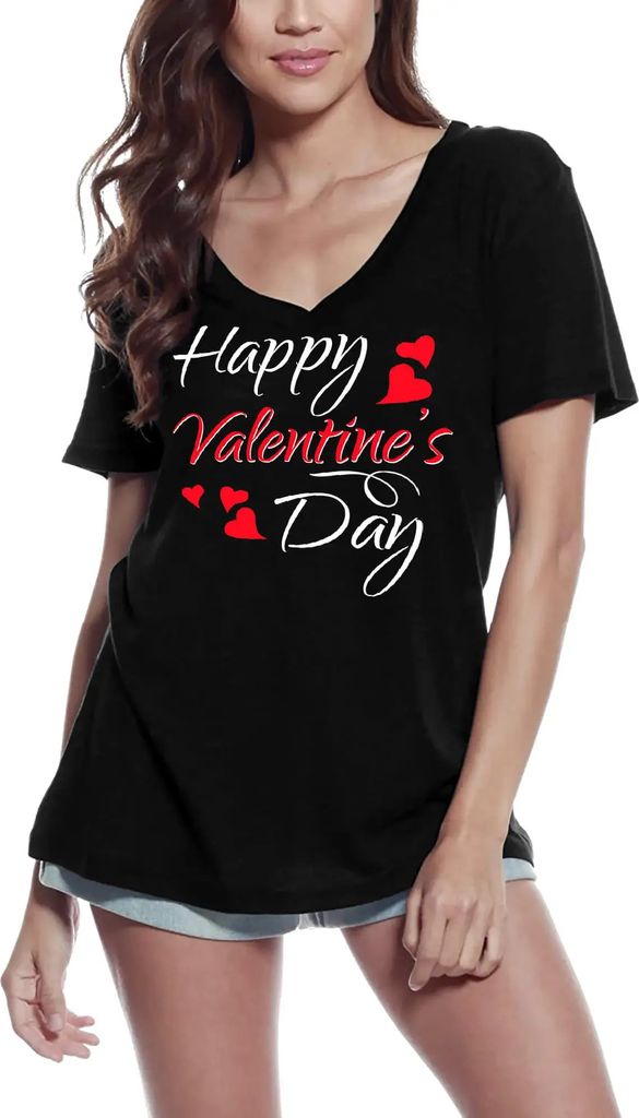 Damen Grafik T-Shirt V-Ausschnitt Alles Gute zum Valentinstag - Liebe Valentinsgrüße – Happy Valentine's Day - Love Valentines – Öko-Verantw...