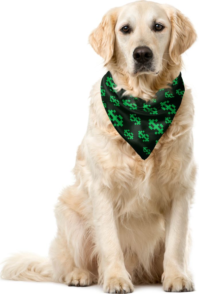 ABAKUHAUS Geld Haustier Bandana, Pixel Art-Dollar-Muster, 40x40 cm, Dark Green Lime Green
