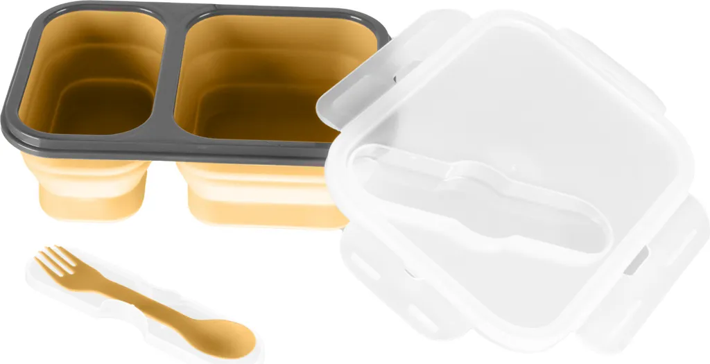 ZOPA Contenitore Snack Silicone Grande Giallo Senape con Posate Pro