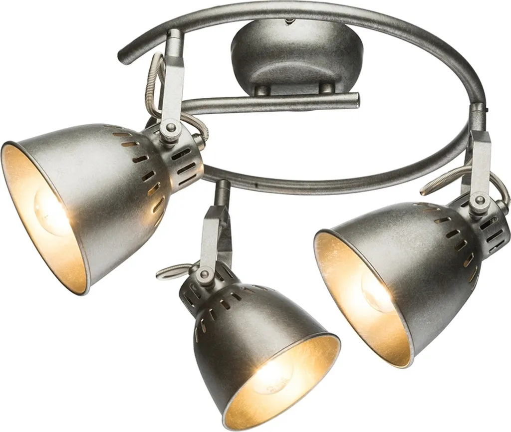 Plafonnier projecteur 3 spots métal gris pour salon et cuisine moderne