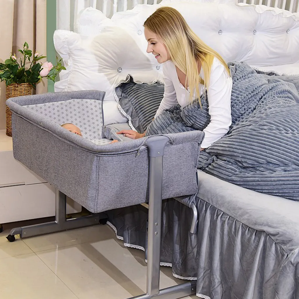 Berceau de voyage pliant pour nourrisson avec moustiquaire amovible gris