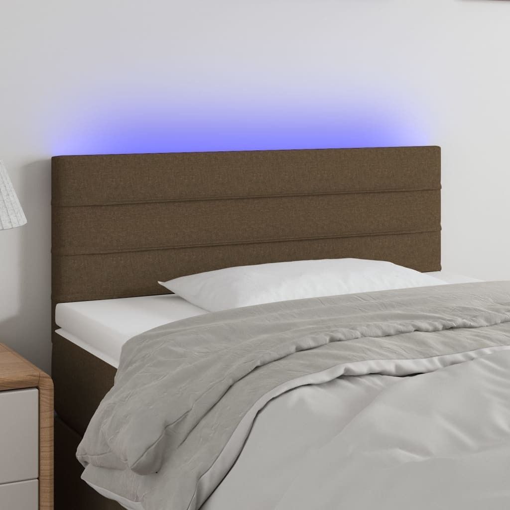 The Living Store LED Kopfteil Dunkelbraun 90x5x78/88 cm Stoff
