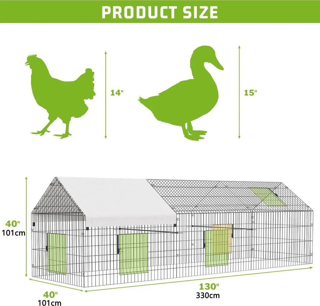 Enclos métallique pour poules structure en fer et bâche imperméable