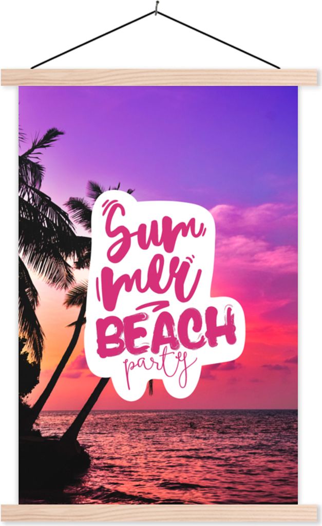 MuchoWow Textilposter Sommer - Zitate - Rosa 60x90 cm mit holzfarbenen Rahmen - Textil
