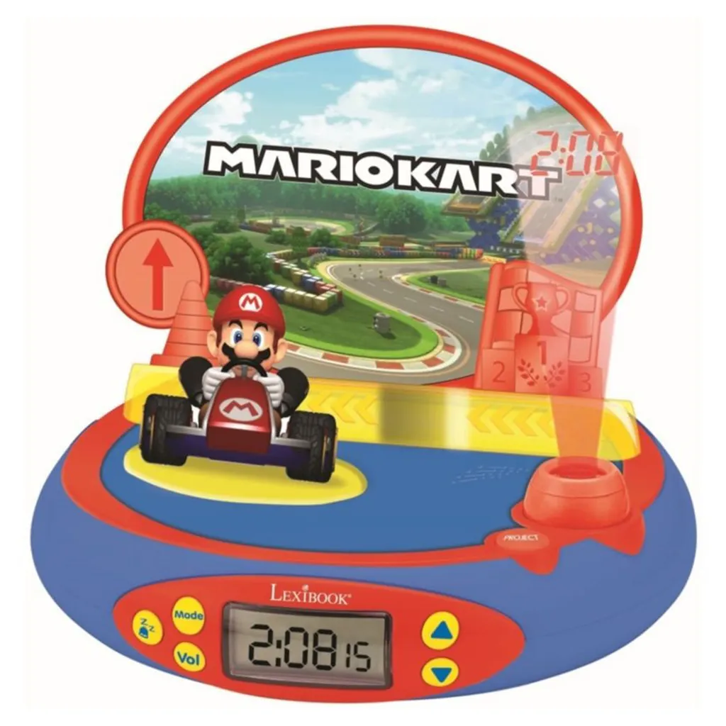 Réveil Enfant Lumineux Mario Kart avec Projection Plafond et Sons 3D