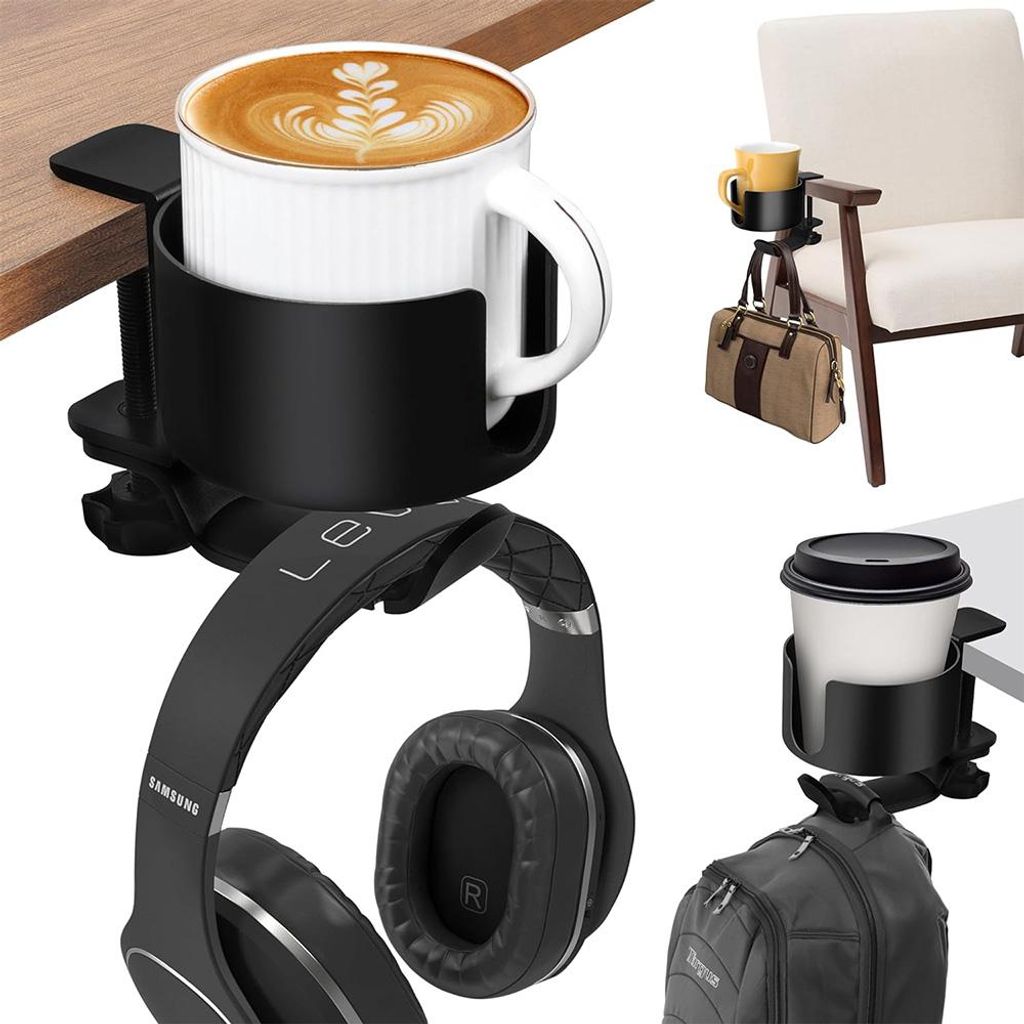 2-in-1 Headset Halterung & Getränkehalter Tisch - Für Produktbild 