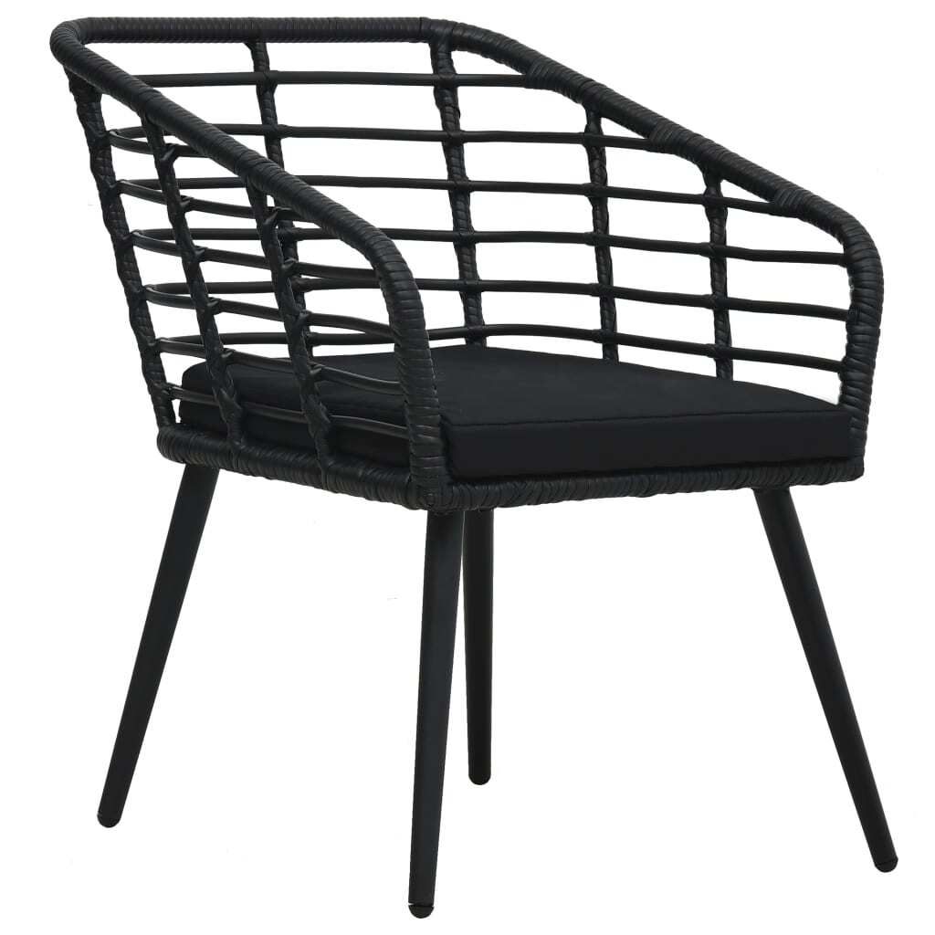 vidaXL Gartenstühle 2 Stk. mit Auflagen Poly Rattan Schwarz Produktbild 