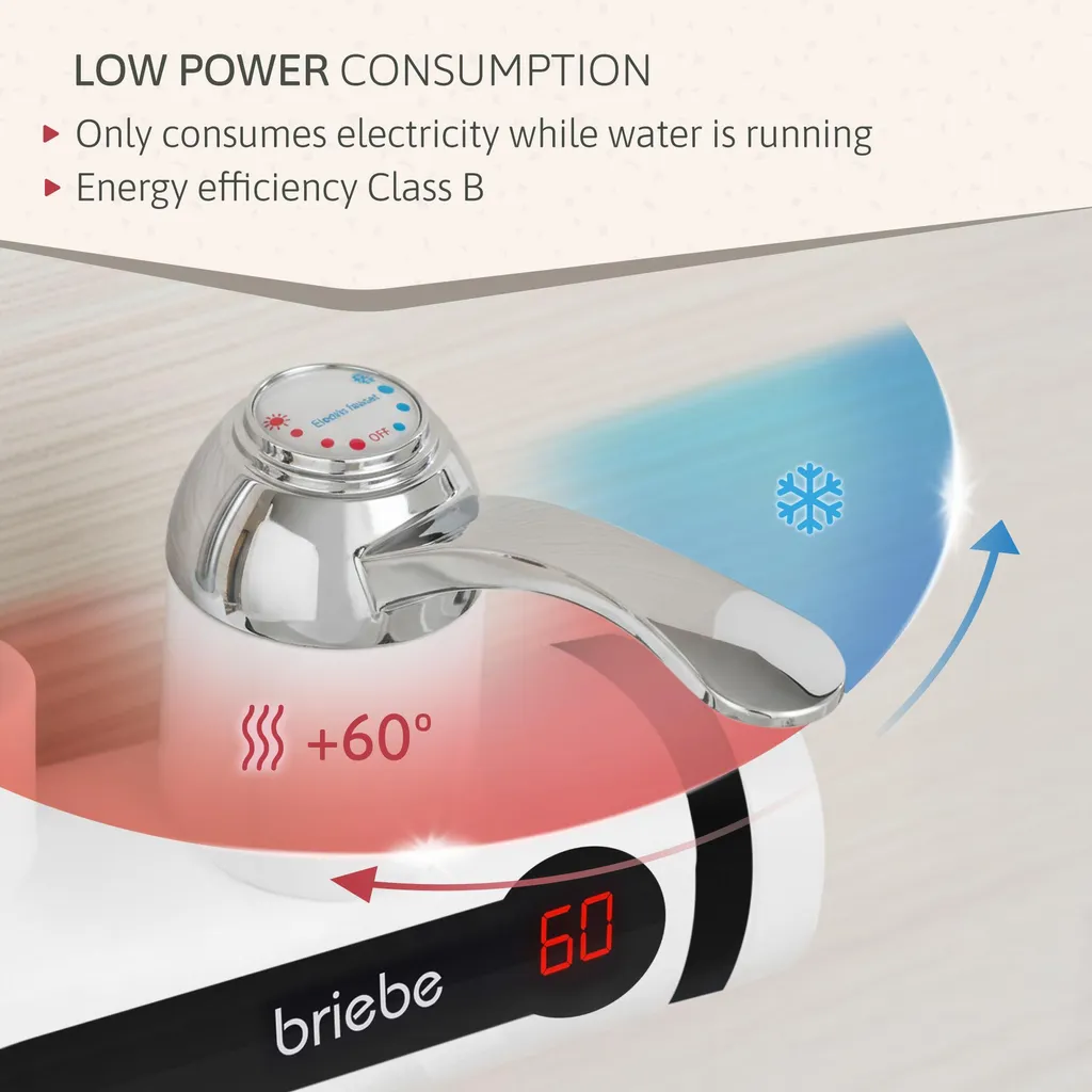 Solution eau chaude immédiate Briebe IH1201 Robinet électrique blanc
