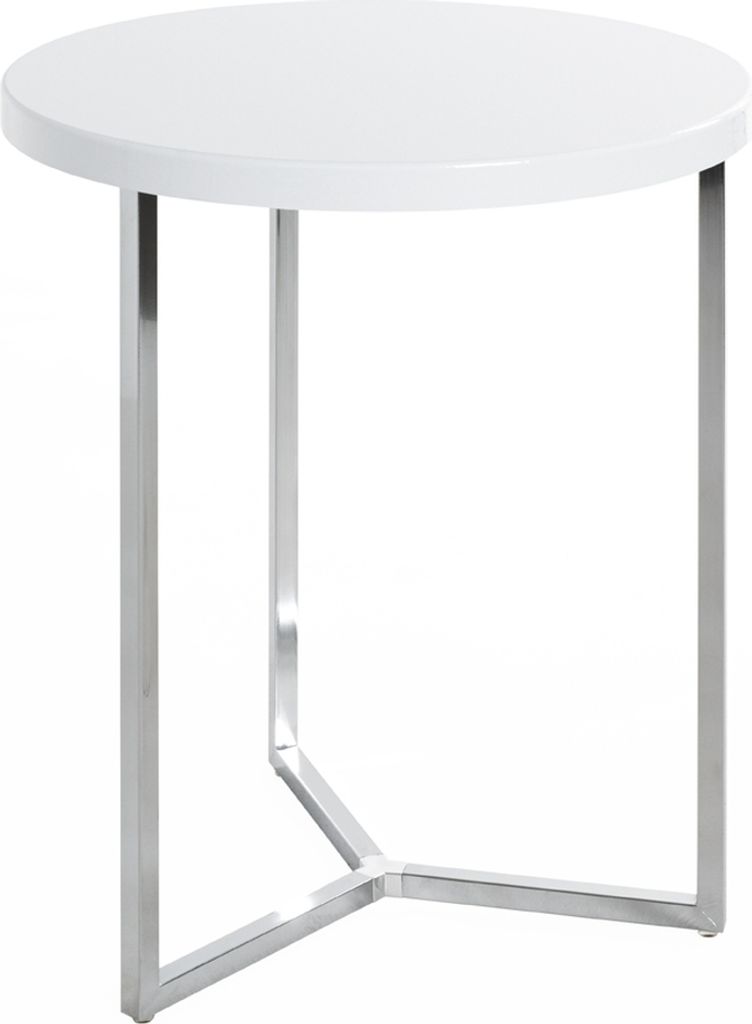 Beistelltisch >16340< in chrom-weiß, MDF, Metall - 54x45cm (HxD)
