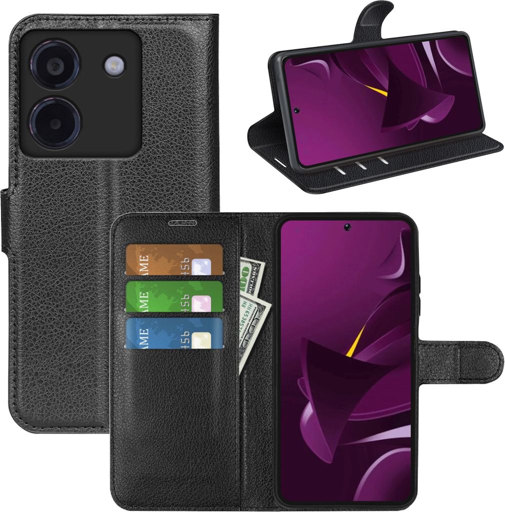 Für Xiaomi Poco X7 Pro 5G / Redmi Turbo 4 Kunstleder Book Wallet Handy Tasche Hülle Cover Schwarz