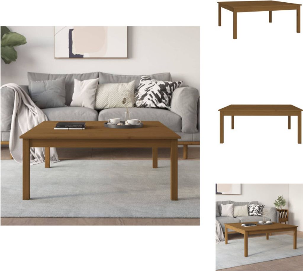 vidaXL Couchtisch Honigbraun 100x100x40 cm Massivholz Kiefer - Couchtische