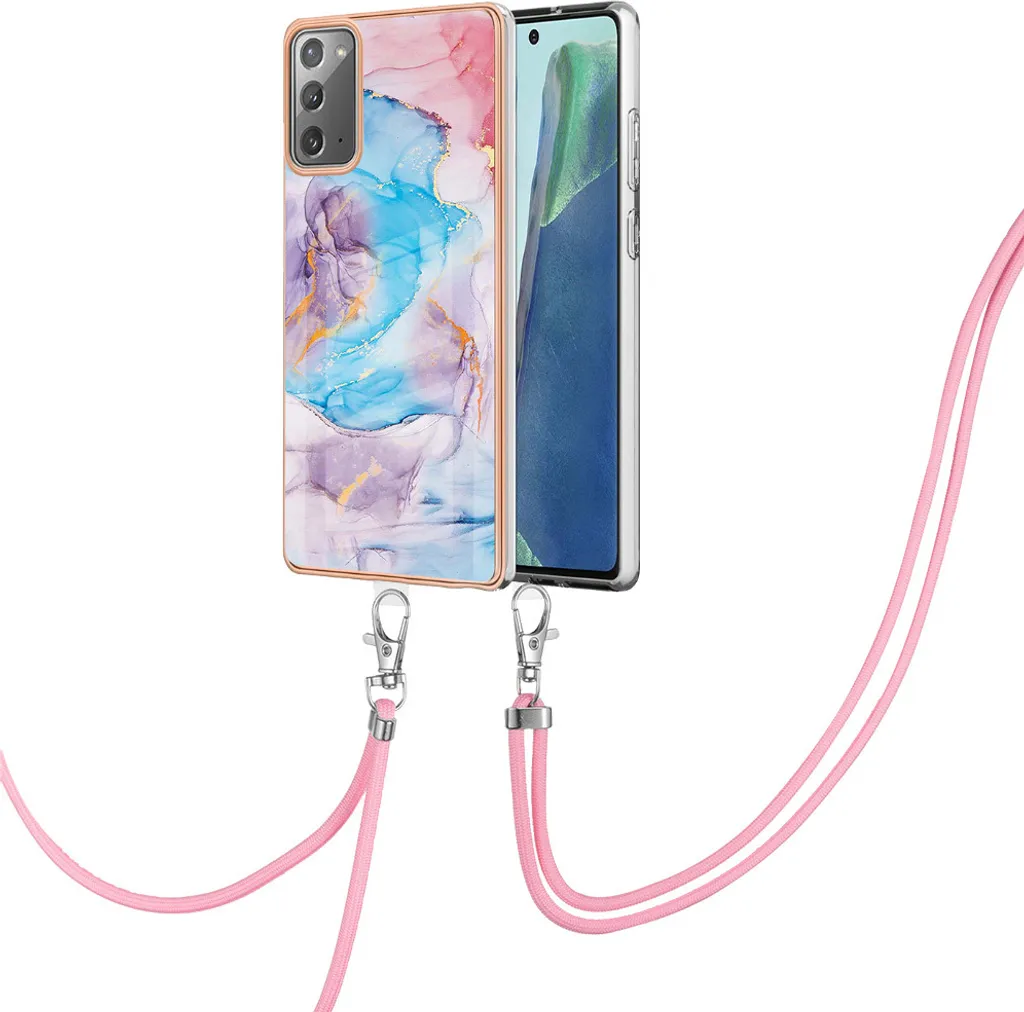 Custodia Samsung Note 20 con Cinturino Blu - TPU Antiurto Fantasia