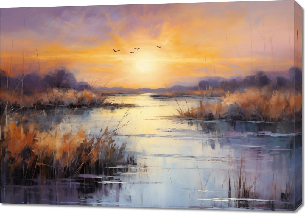 Bild 100x70cm Sonnenuntergang im Moor
