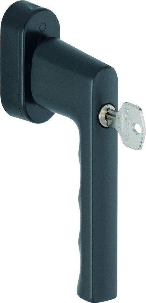 HOPPE Fenstergriff Hamburg 0700S/UD9020 SecuForte abschließbar Vierkant 7/32-42 Aluminium F9714M schwarz matt