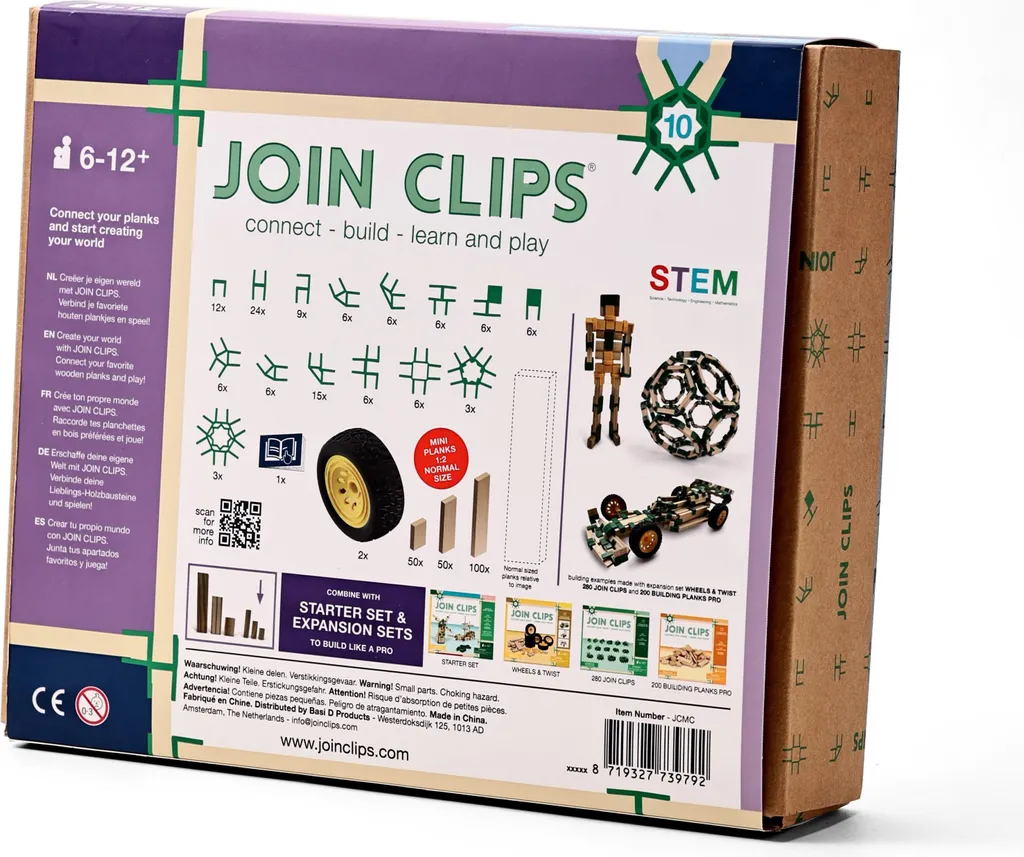 JOIN CLIPS Kit de construction avec 200 mini planches de bois naturel - 3