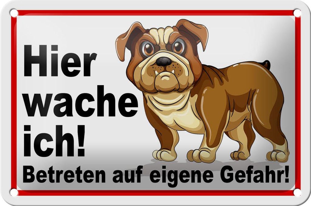 Blechschild Hinweis 18x12cm Hier wache ich Hunde Produktbild 