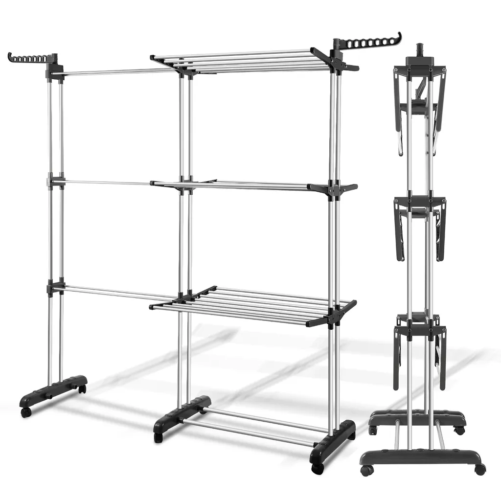 Appendiabiti TolleTour Estensibile Grigio | Stand Abiti su Ruote 150cm