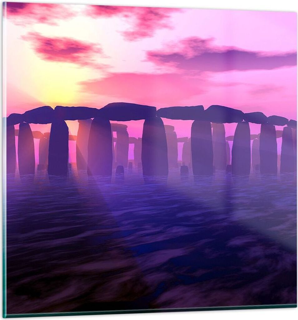 Bilder auf glas - Stonehenge Kreis Geheimnis Geschichte - 50x50cm - Glasbilder - Wandbilder - Kunstdruck - Wanddekoration aus Glas - Glas Bilder - ...