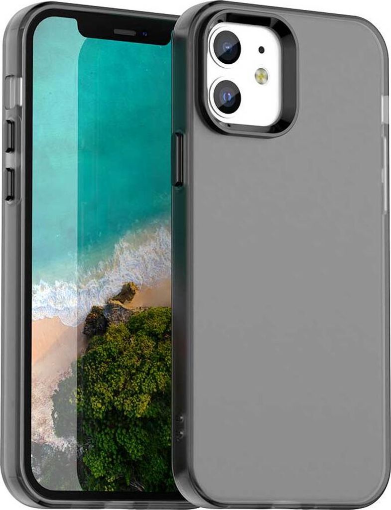 Handyhülle für iPhone 12 /iPhone 12 Pro Schlank Durchscheinend Matt Stoßfest Schutzhülle Schwarz