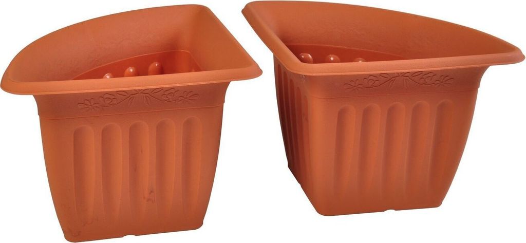 Eck-Blumentopf 4er-Set Terrakotta Pflanztopf Blumenkübel Pflanzkübel Pflanzgefäß