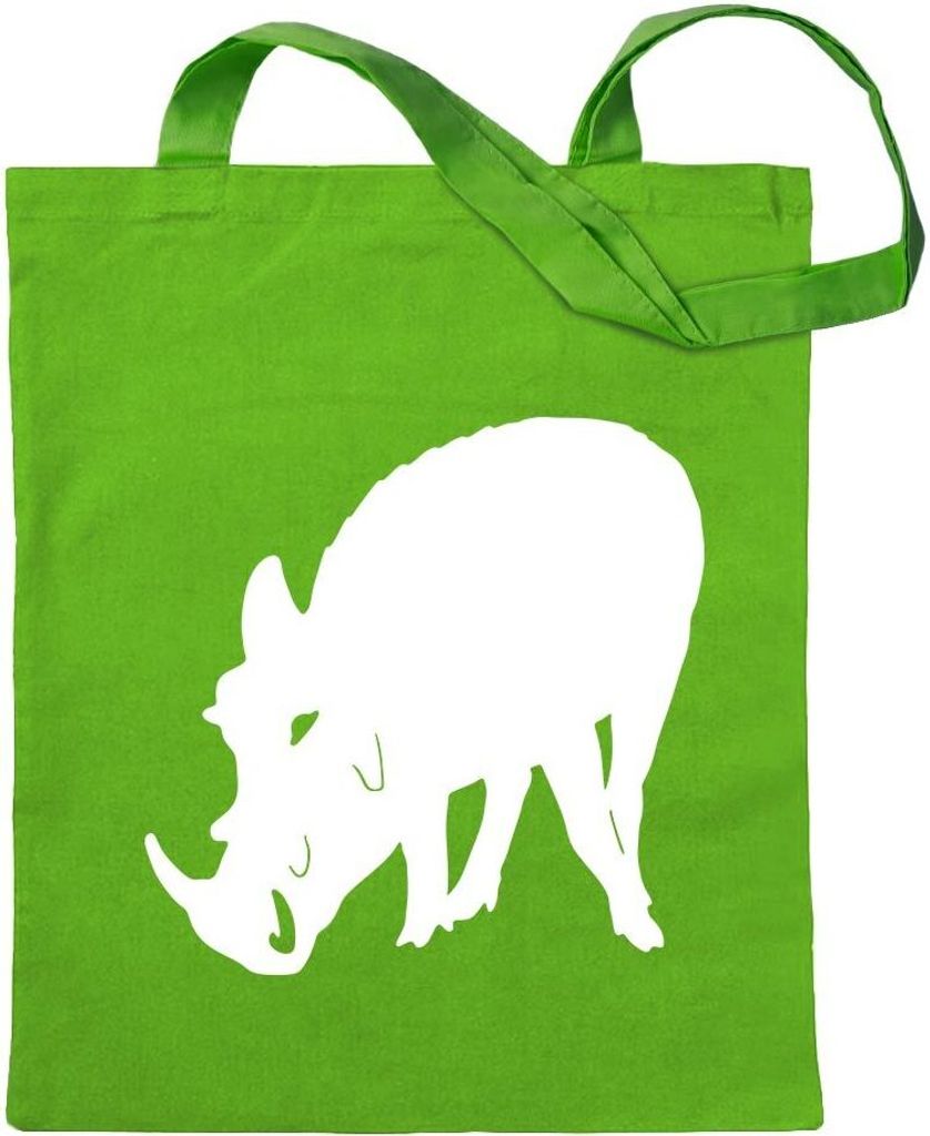 Kiwistar - Baumwolltasche - hellgrün - Wildschwein Motiv 3 - Keiler - Tragetasche Stoffbeutel Umhängetasche Langer Henkel
