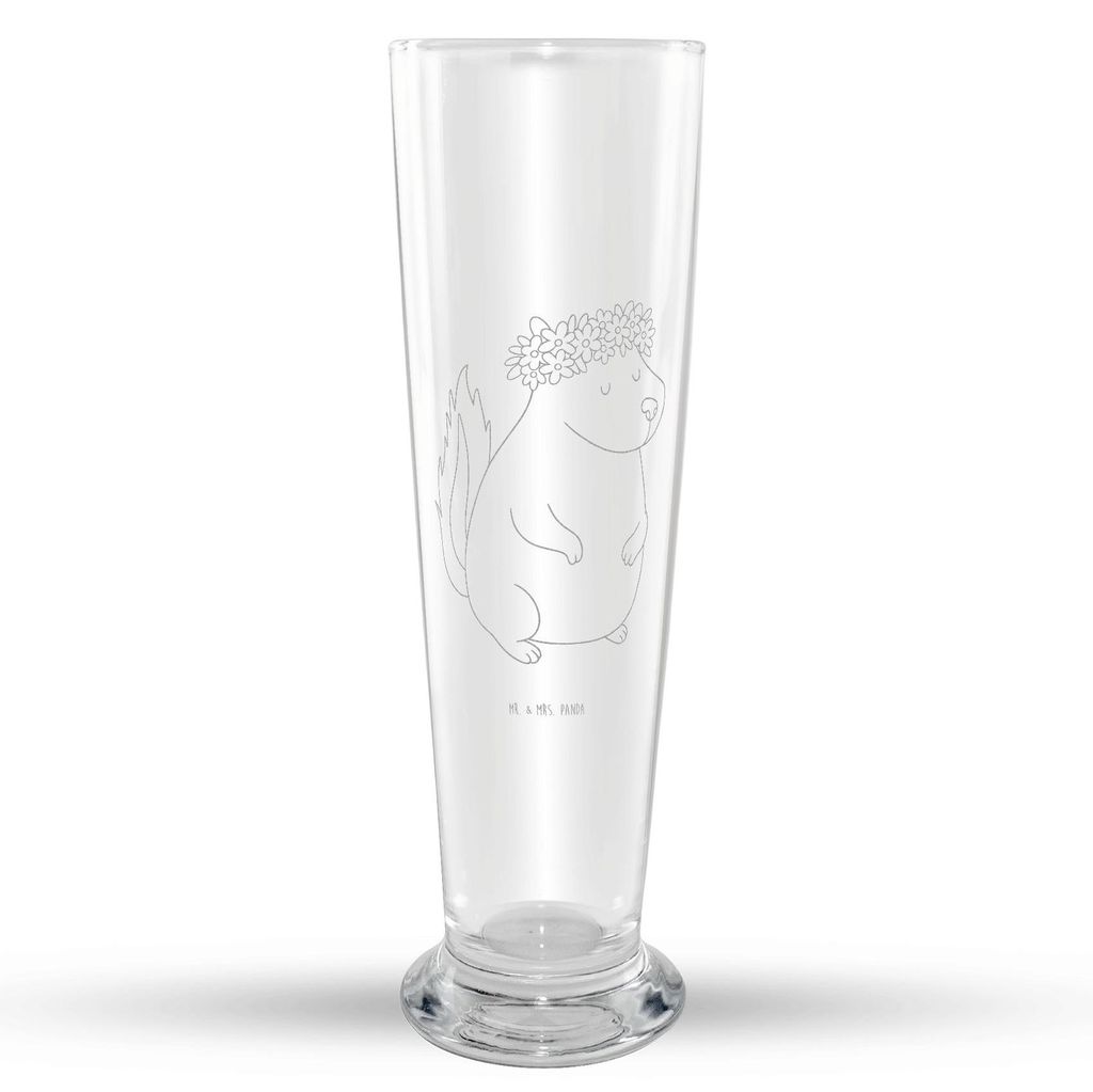 Mr. & Mrs. Panda Bierglas Stinktier Mädchen - Transparent - Geschenk, Bier Glas, Wildtier, Mr Mrs Weizenglas, Yoga, Weißbierglas, Namaste, Raubti...