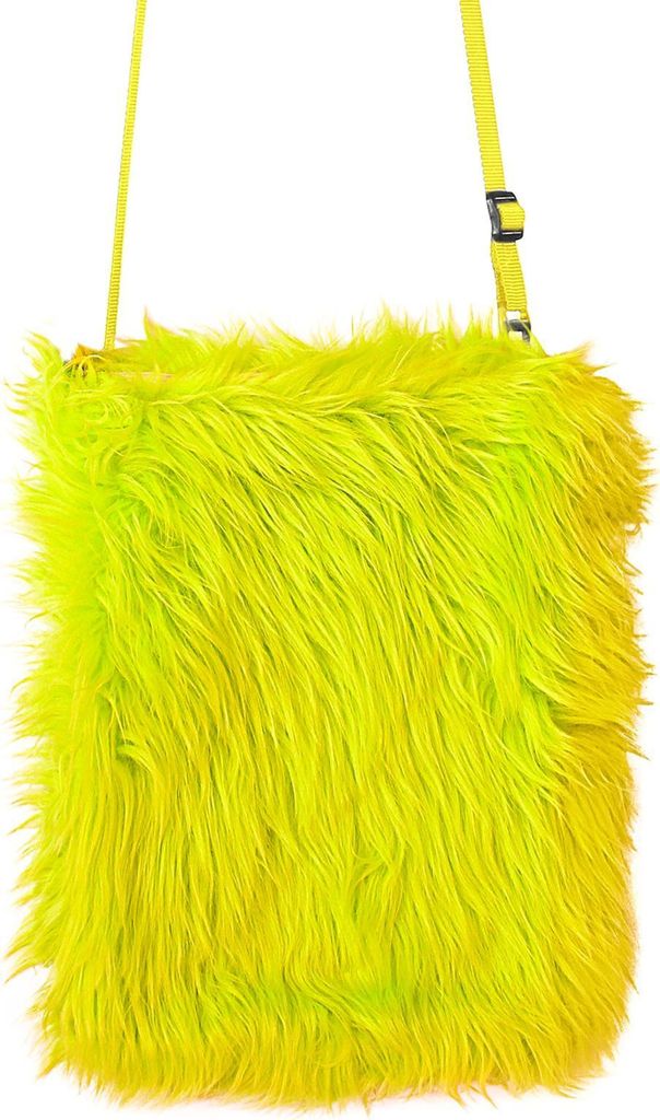 Neon Gelbe Plüsch Umhängetasche 80er Jahre - Handtasche in Produktbild 