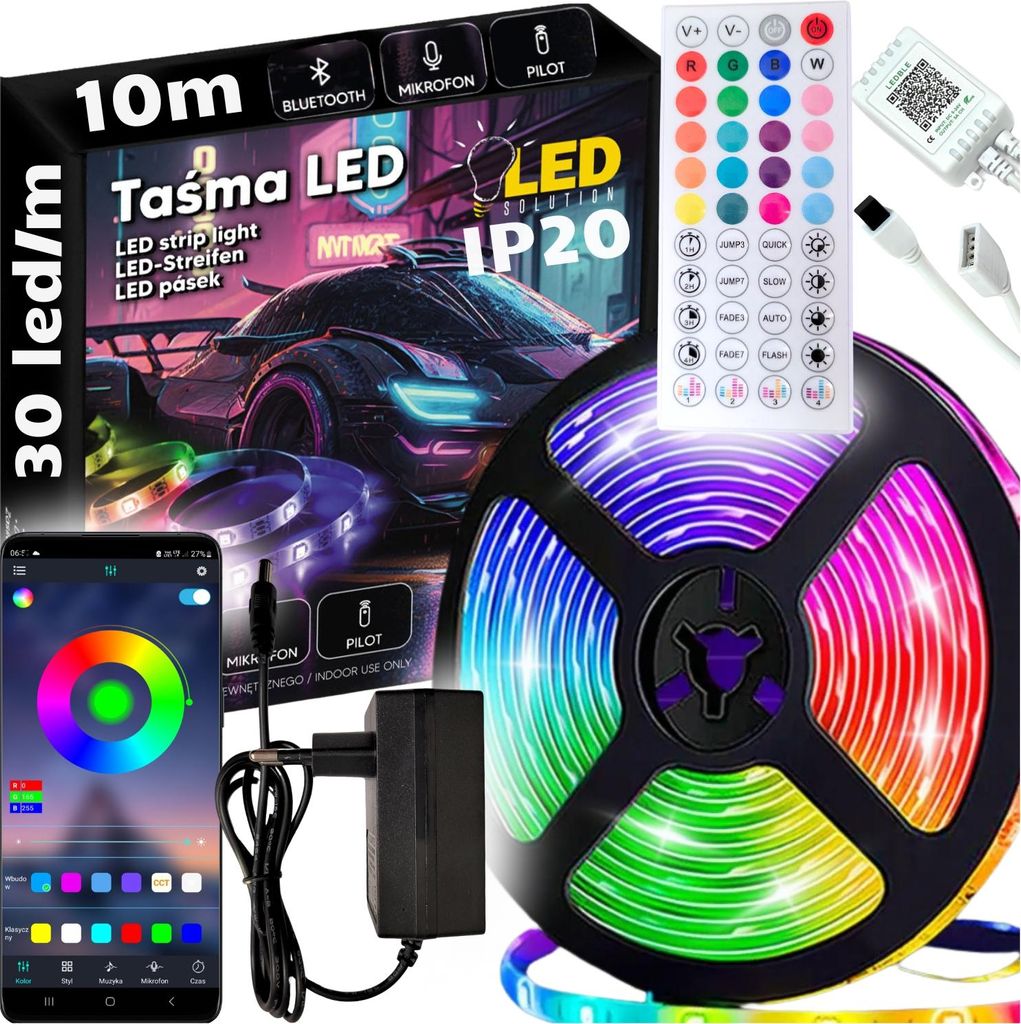 RGB LED Streifen 10m selbstklebend 5050 Streifen 230v Fernbedienung Anwendung 10mm
