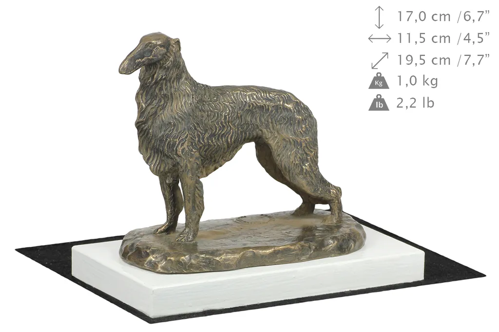 Figurine de collection lévrier russe Barzoï trophée exposition canine