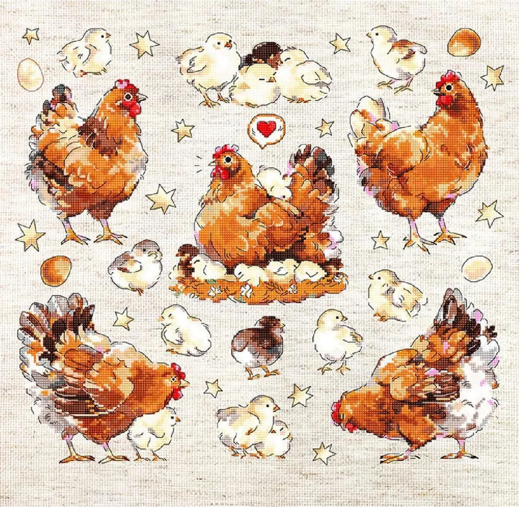 Kit broderie complet Letistitch : Réussissez vos Poulets tachetés