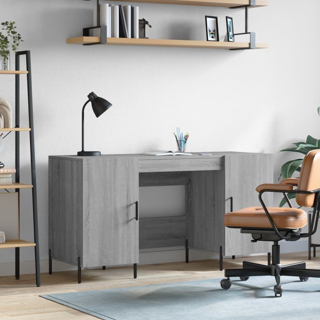 vidaXL Schreibtisch Grau Sonoma 140x50x75 cm Holzwerkstoff - Schreibtisch - Schreibtische - Bürotisch - Computertisch