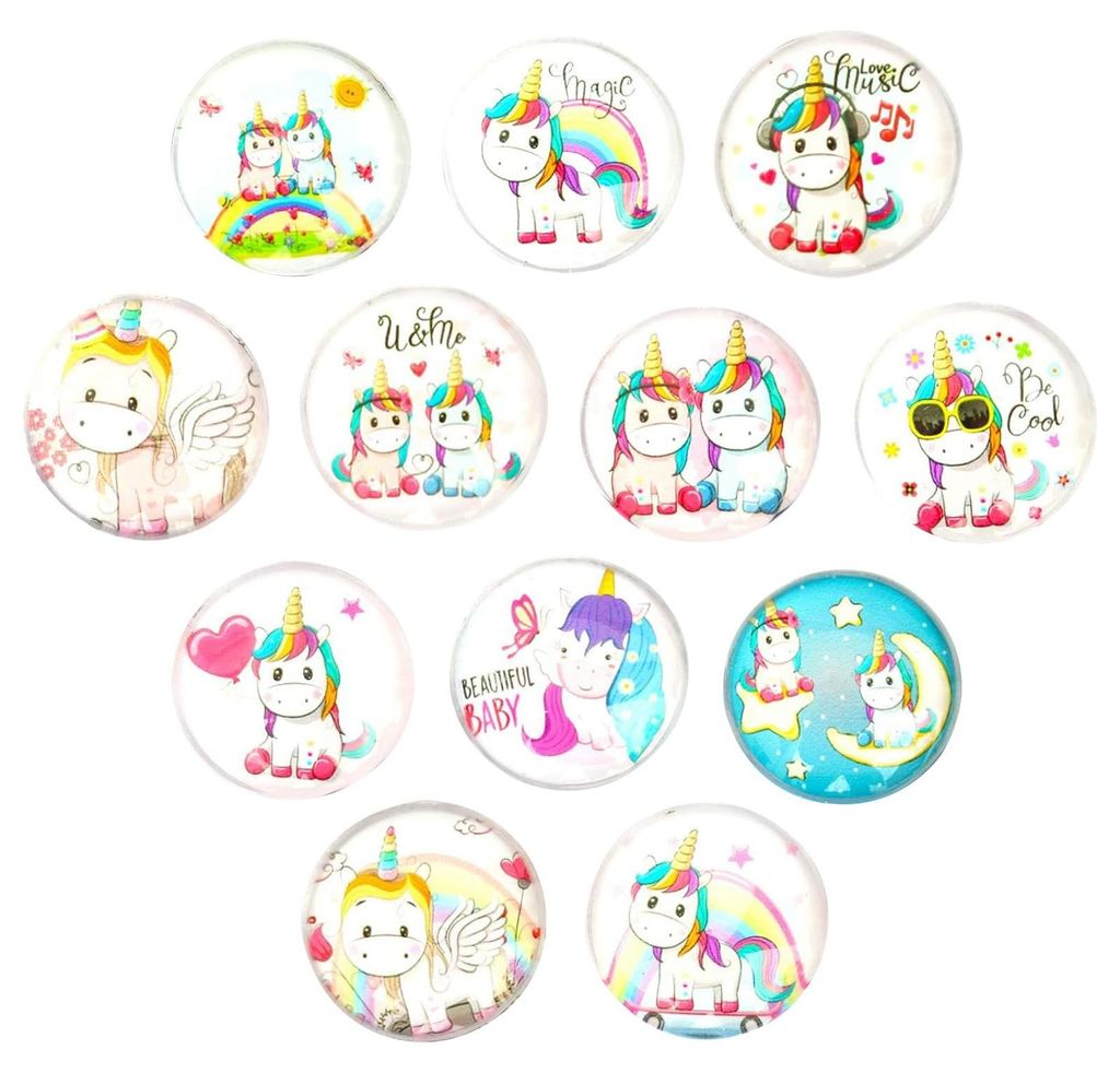 12 Einhorn-Kühlschrankmagnete, niedliche 3D-Kühlschrankmagnete für Spinde, Whiteboards, Büros, Schränke und Geschirrspüler.