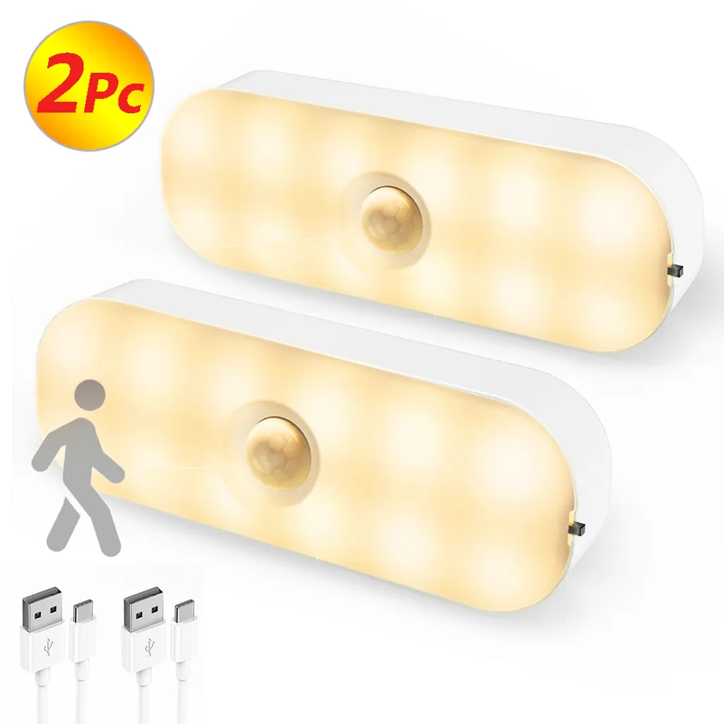 2 Luci Notturne LED per Bambini Ricaricabili Sensore Movimento Caldo
