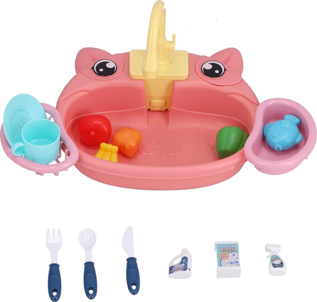 Küchenspüle-Spielset, interaktives Spielzeug aus Kunststoff für Kinder ab 3 Jahren