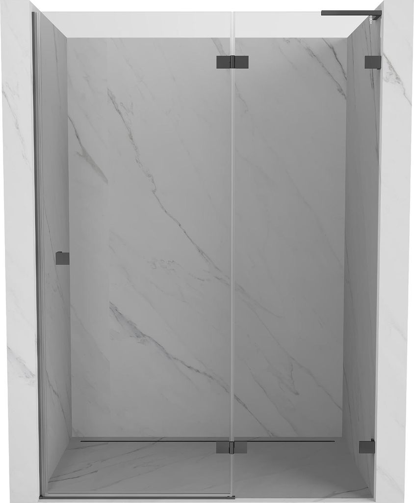 Mexen Lunar L Duschabtrennung schwenkbar rechts 140 cm, transparent, Gun Metal - 834L-140-000-95-00-P