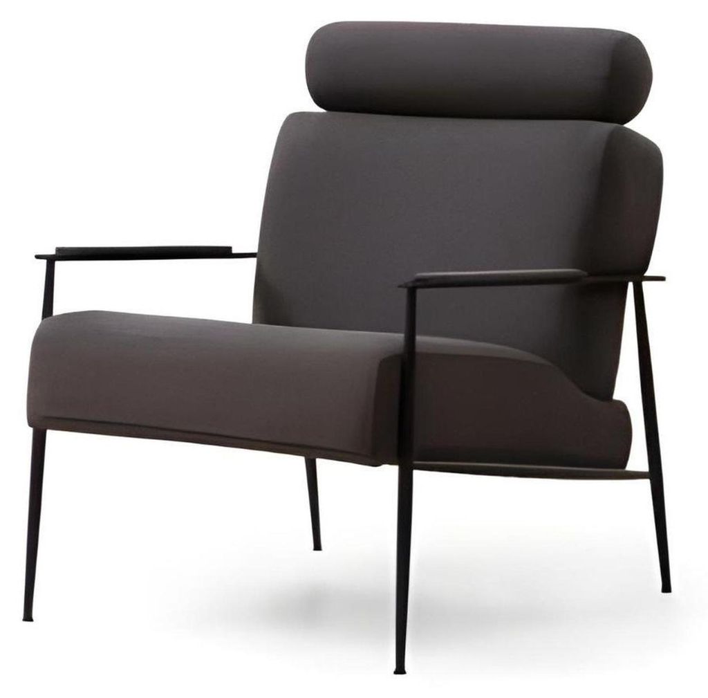Sessel Grau Einfarbig Modern Design Stil Textil Material Wohnzimmer