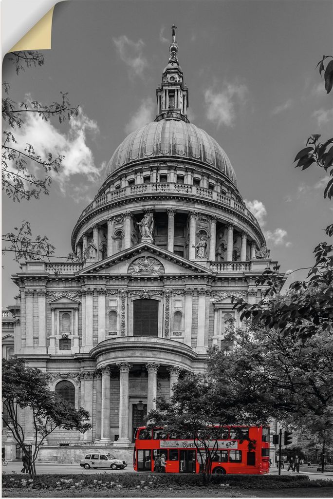 ARTland Wandbild, selbstklebend London St. Paul’s Cathedral & Roter Bus Größe: 60x90 cm