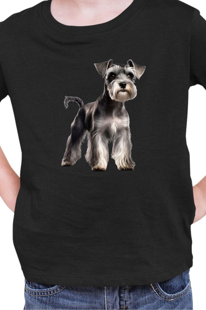 Kinder T-Shirt Dogs Breeds Miniature Schnazuer Dog Breed 005, 7-8 Jahr - 128 / Schwarz