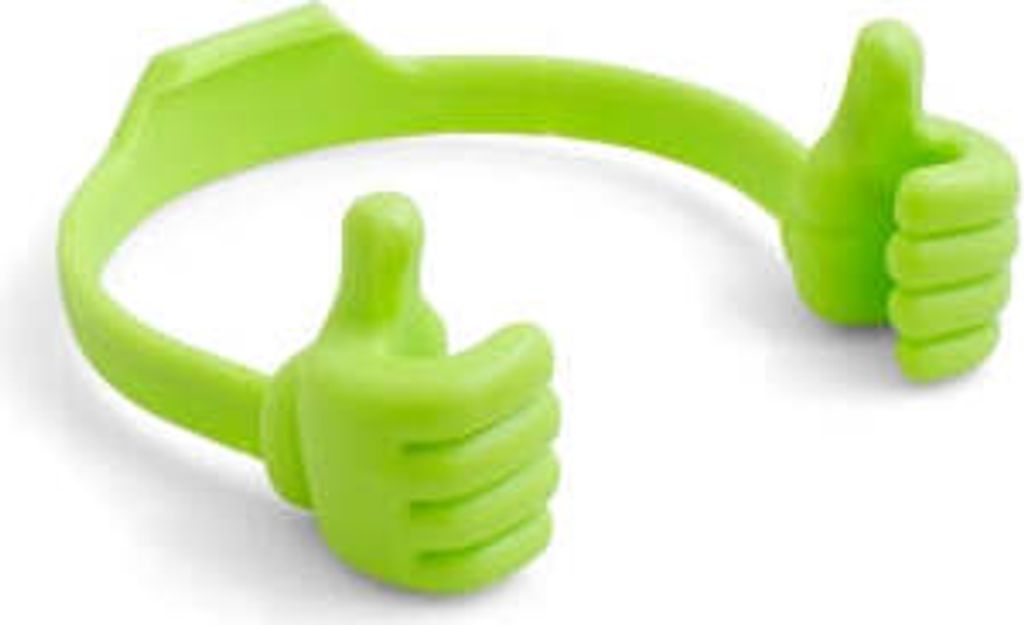 System-S Universal Tischständer Silikon Smartphone Halter Handy Ständer Halterung flexibel Daumen hoch für Smartphone und Tablet PC grün