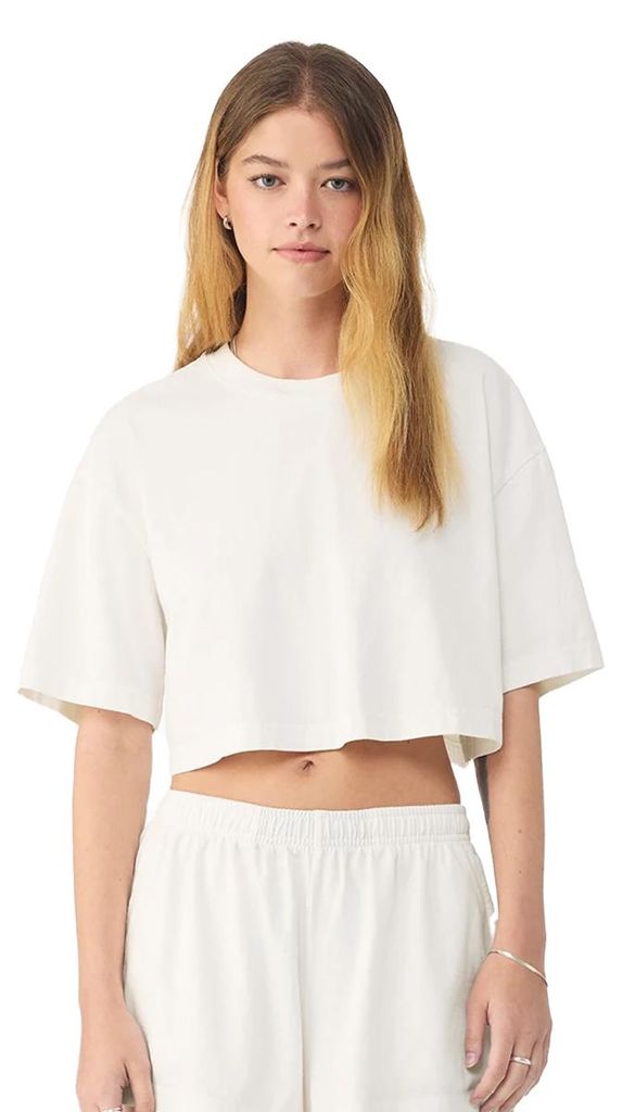 Bella + Canvas - kurzes T-Shirt für Damen, Schwer PC8241 (S) (Altweiß)
