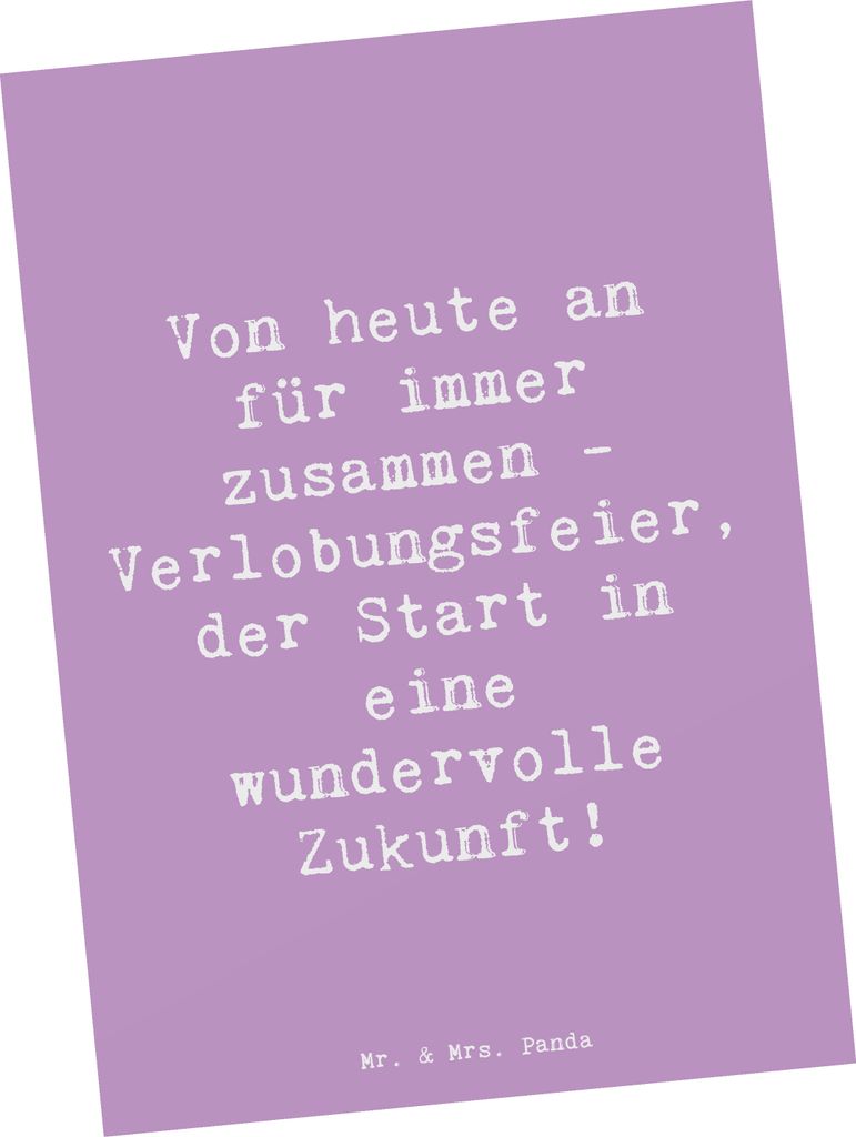 Mr. & Mrs. Panda Postkarte Spruch Verlobungsfeier Zusammen - Lavendeltraum - Geschenk, Verlobung, Geschenke, bildkarte, Grußkarte, Liebevoll, Foto...